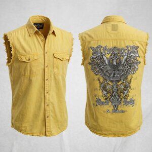 Biker Wear Sturgis 2012 Black Hills‎ Rally Vest Yellow Sleeveless Mens XL